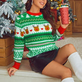 Christmas sweater style loose jacquard sweater